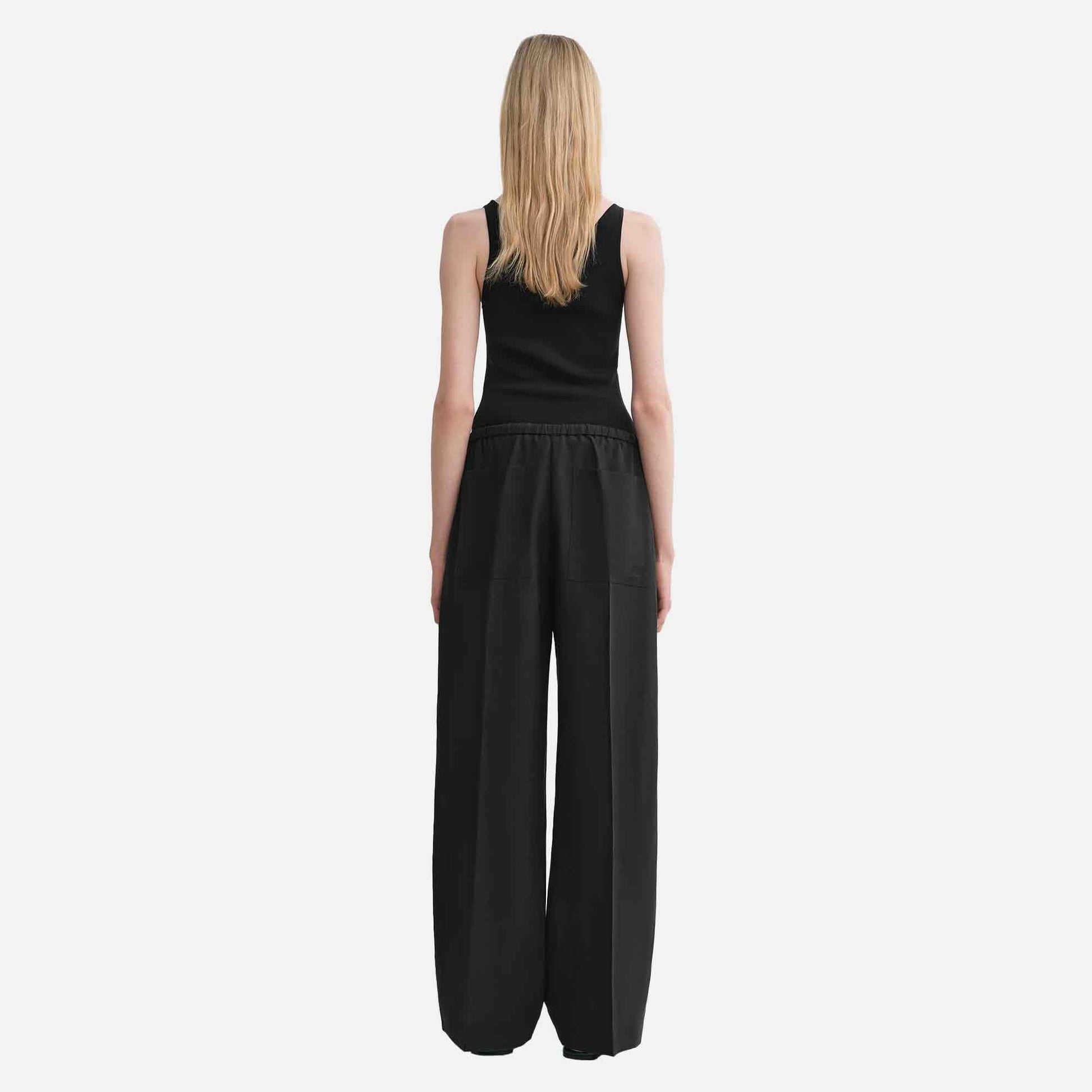 Fluid Drawstring Trousers Black
