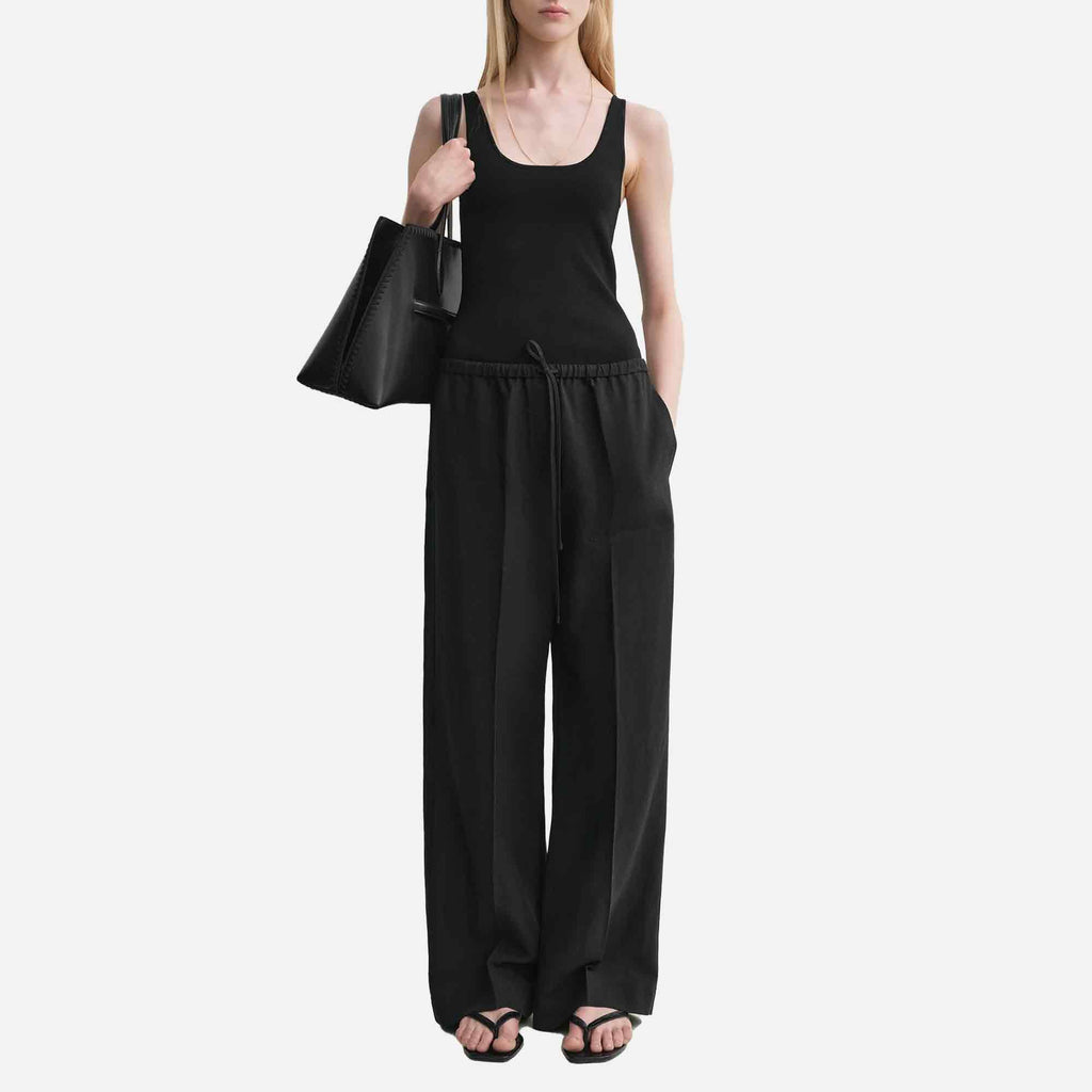 Fluid Drawstring Trousers Black