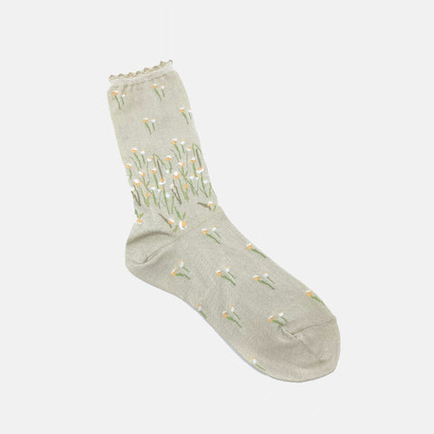 Full Fry Flower Socks Beige