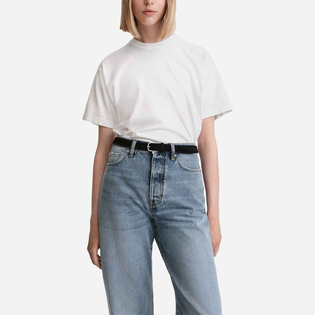 Twisted Seam Denim Full Length Worn Blue