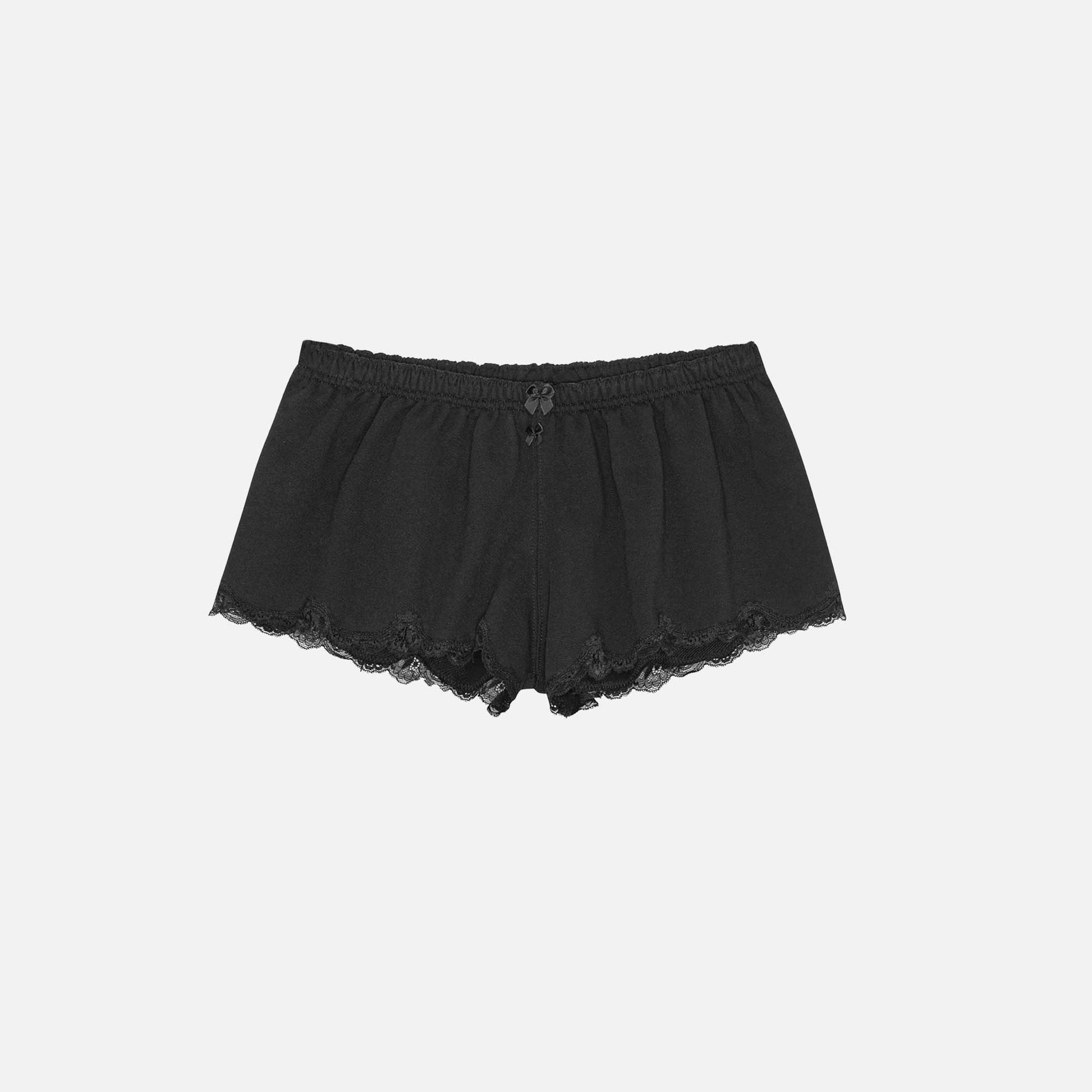 Lace Mini Sweatshorts Black