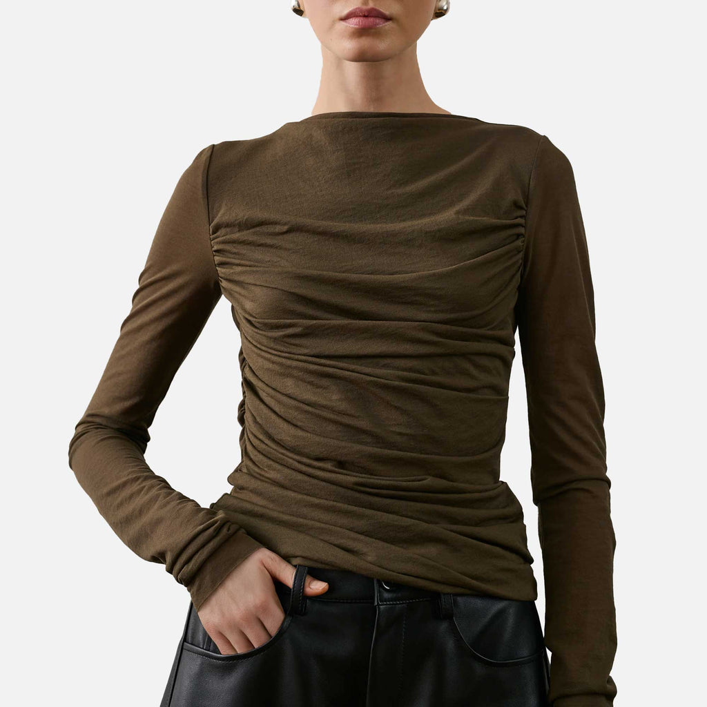 Gaia Blouse Marron/Kaki