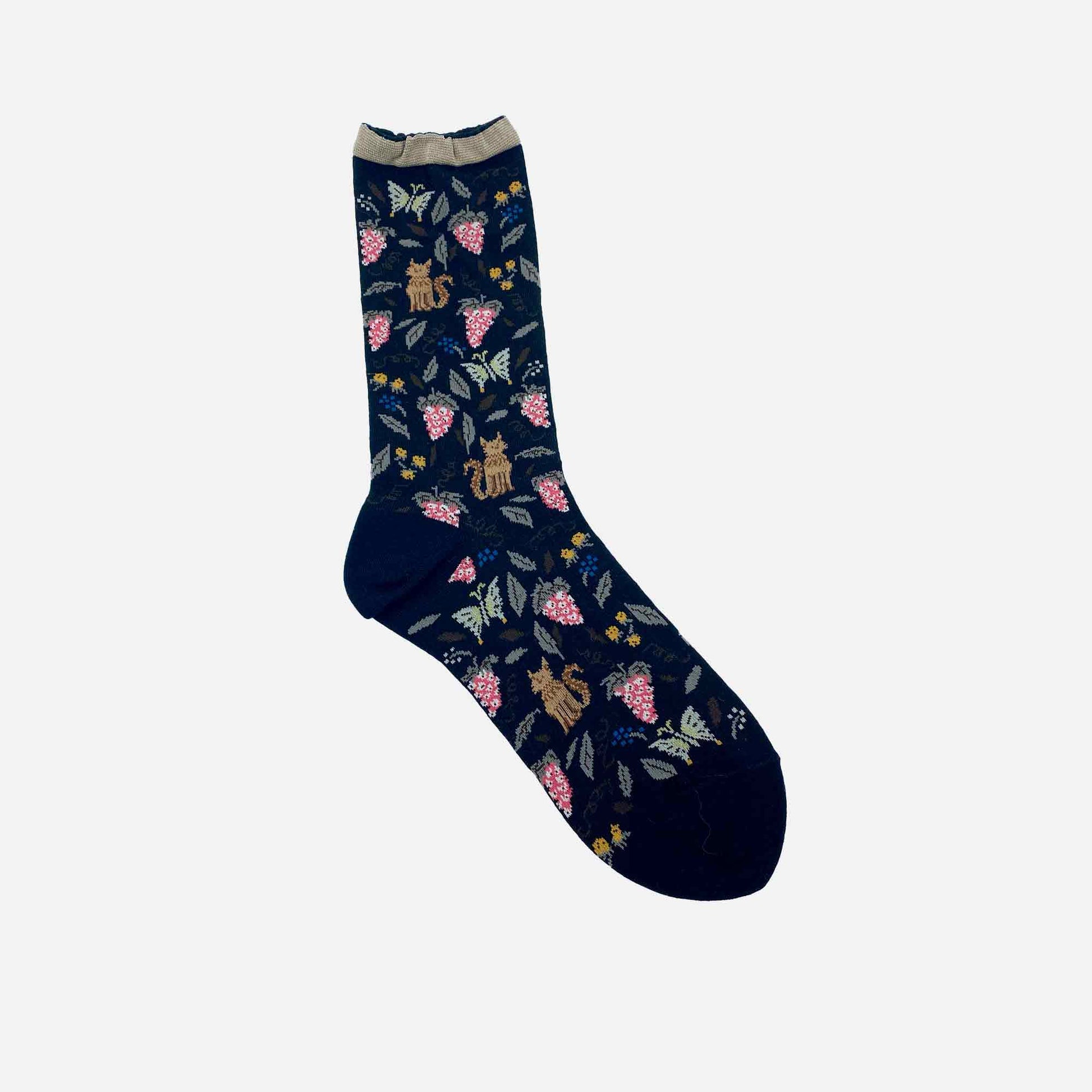 Garden Cat Socks Black
