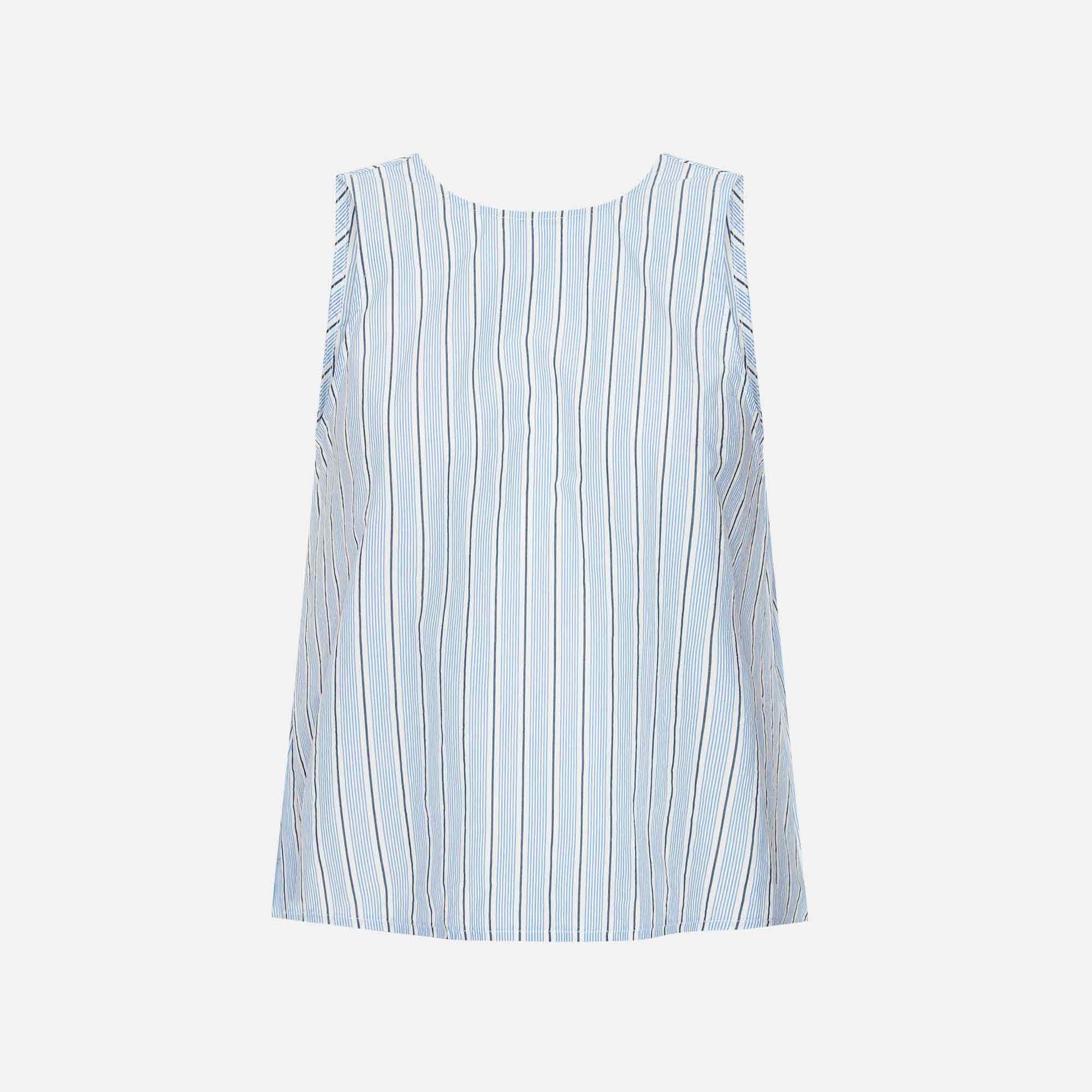 Gardenia Blue Black Stripe
