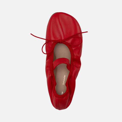 Glove Mary Jane Ballet Leather Flats Bright Red