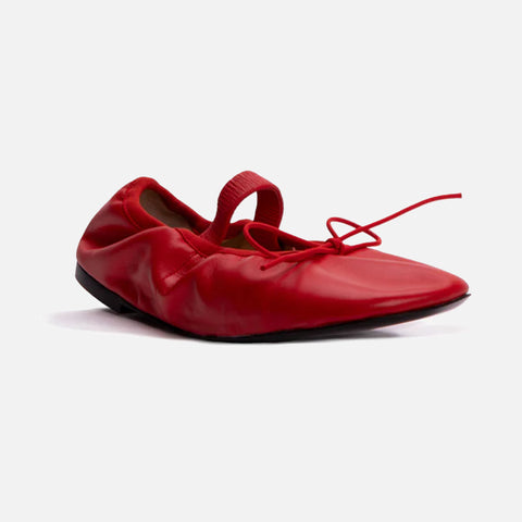 Glove Mary Jane Ballet Leather Flats Bright Red