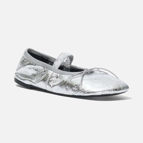Glove Mary Jane Flats Silver