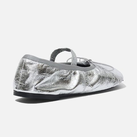 Glove Mary Jane Flats Silver