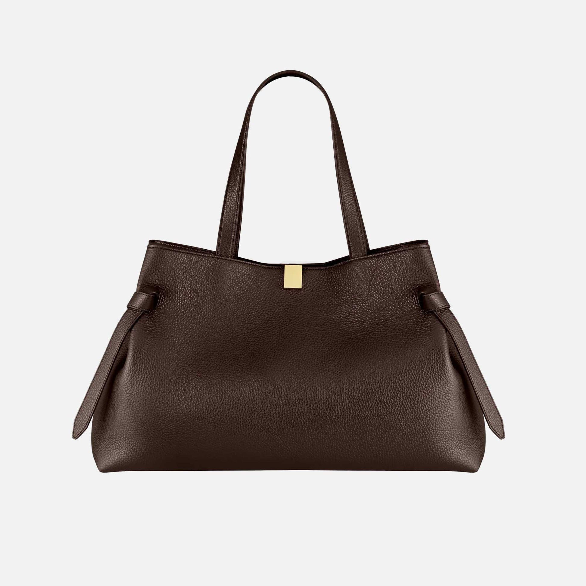Gyoza Tote Bag Grained Leather Espresso