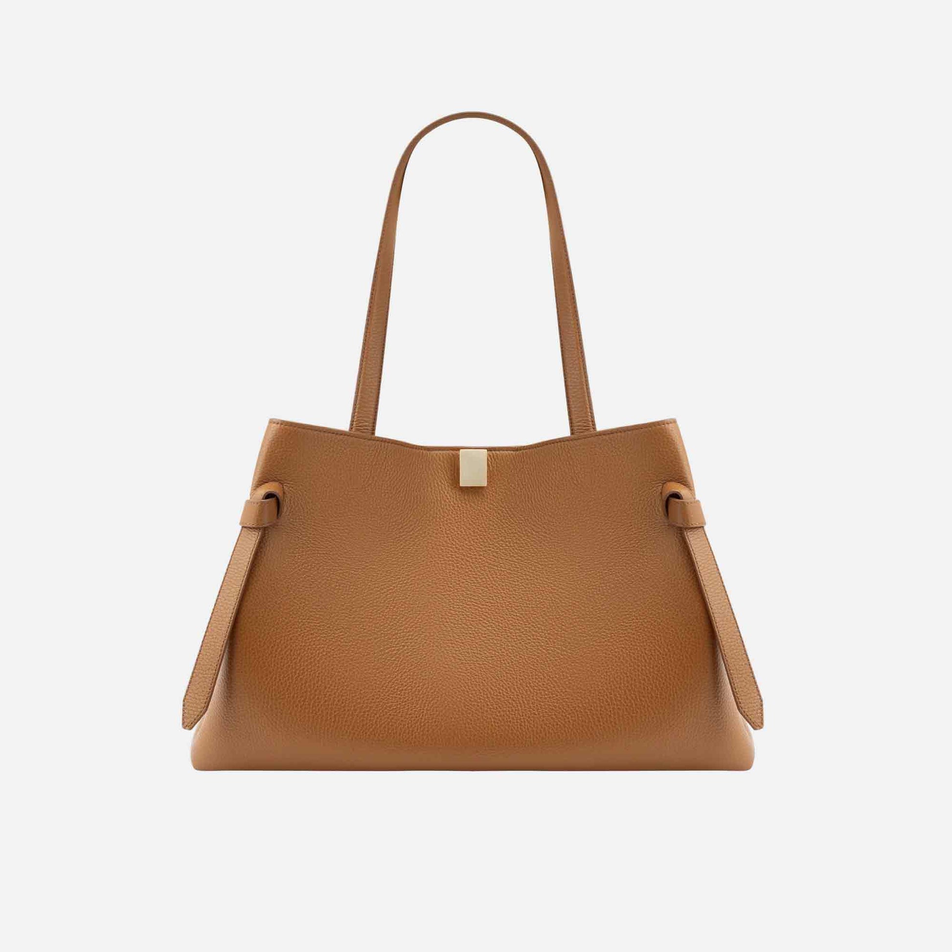 Gyoza Tote Bag Grained Leather Hazel