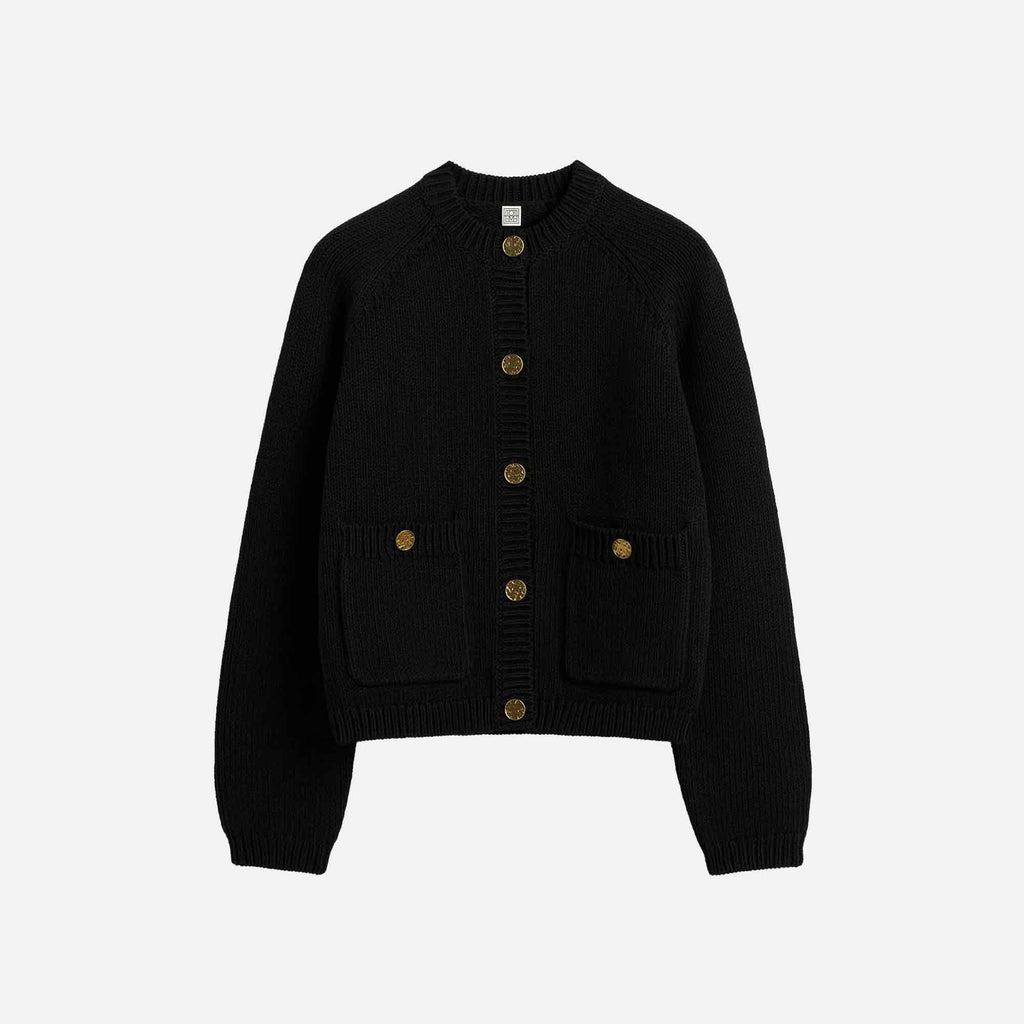 Hammered Button Cardigan Black