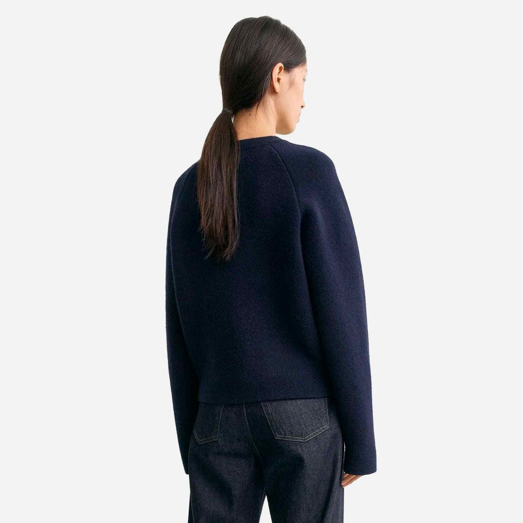 Hammered Button Cardigan Navy