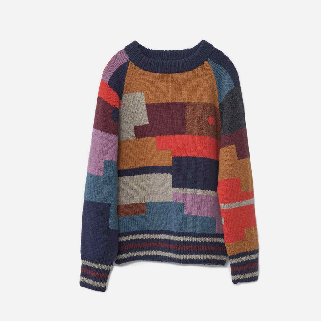 Handknit Shetlandswool Jumper Navy Mix