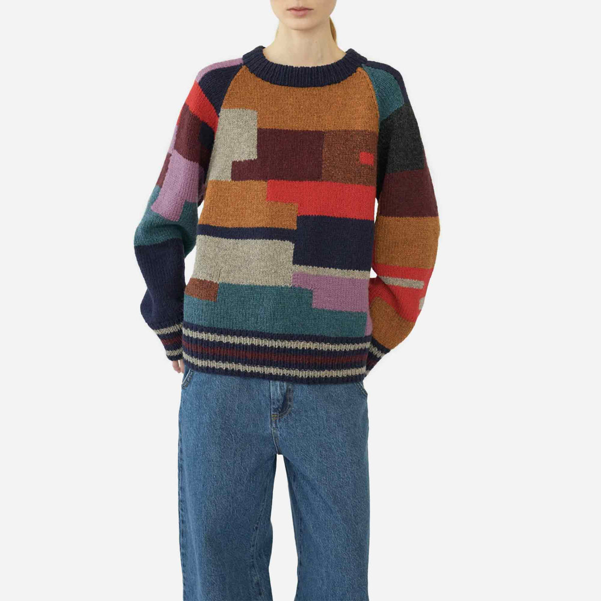 Handknit Shetlandswool Jumper Navy Mix