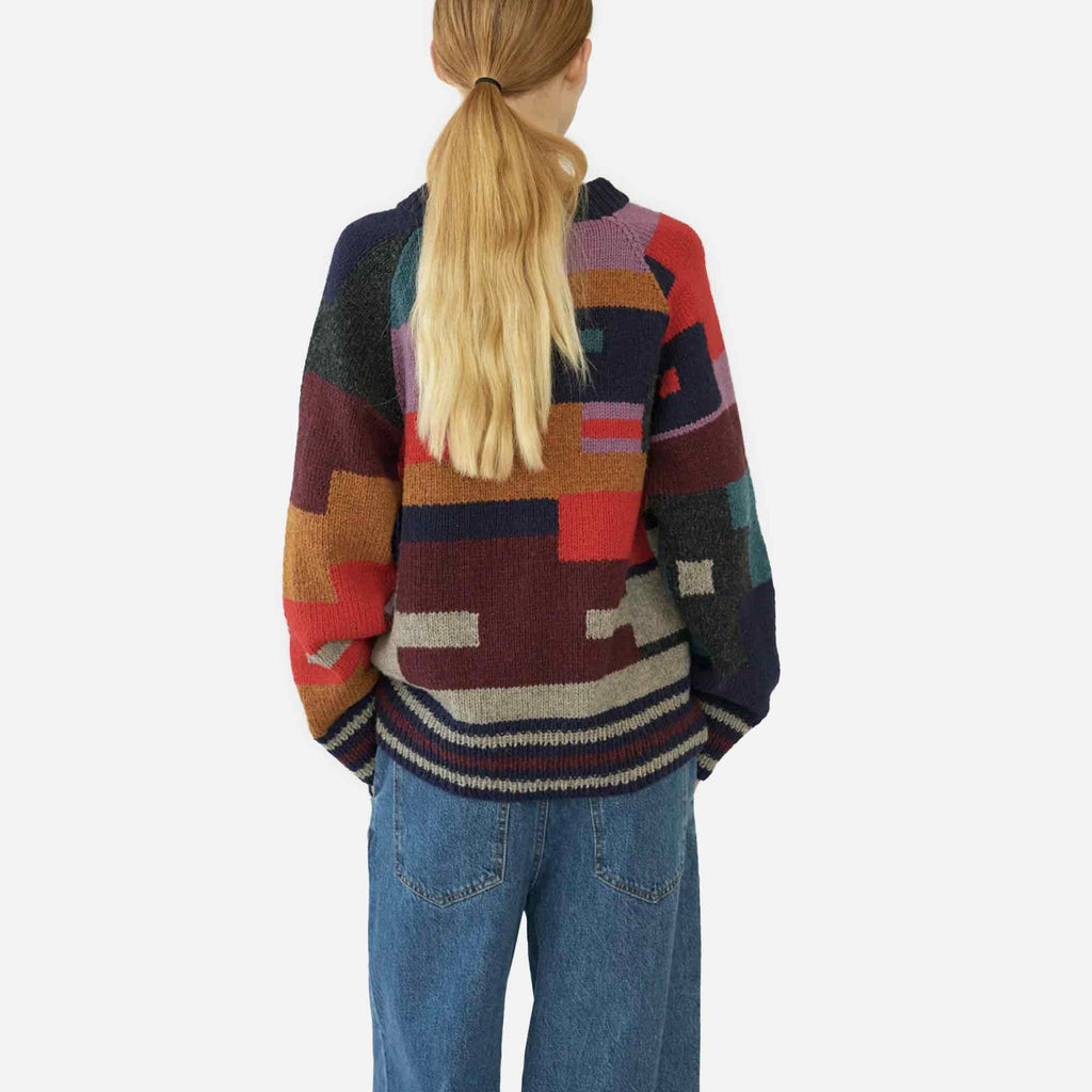 Handknit Shetlandswool Jumper Navy Mix