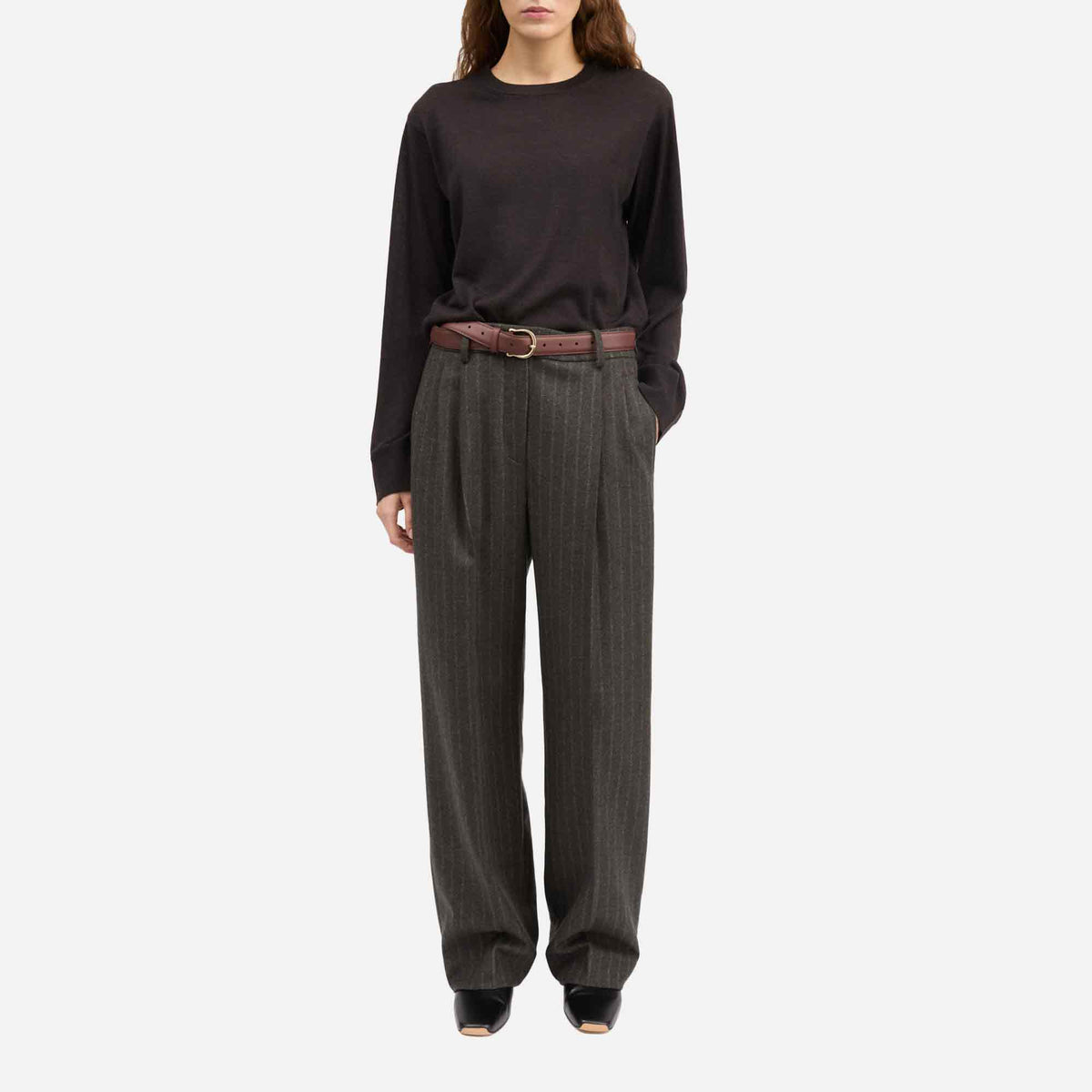 Harry Trousers Brown/Black Pinstripe
