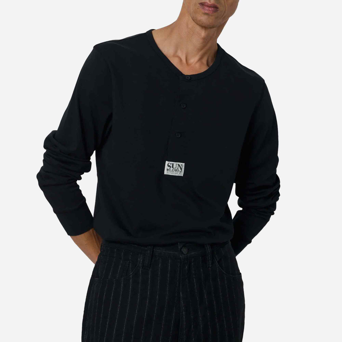 Henley Longsleeve T-shirt Black