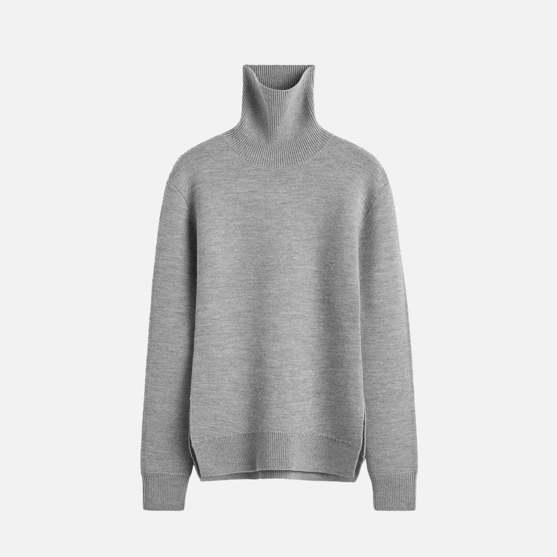 High-Neck Double Knit Pale Grey Melange
