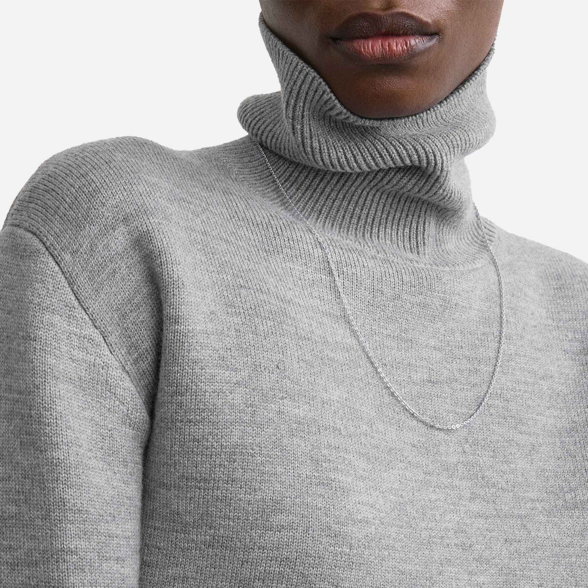 High-Neck Double Knit Pale Grey Melange
