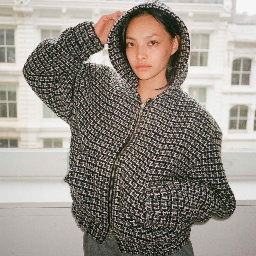 Hooded Zip-Up Jacket Blue Confetti