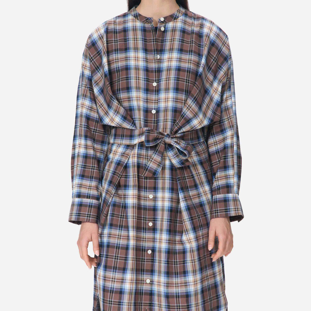 Jakar Dress Camel Blue Tartan