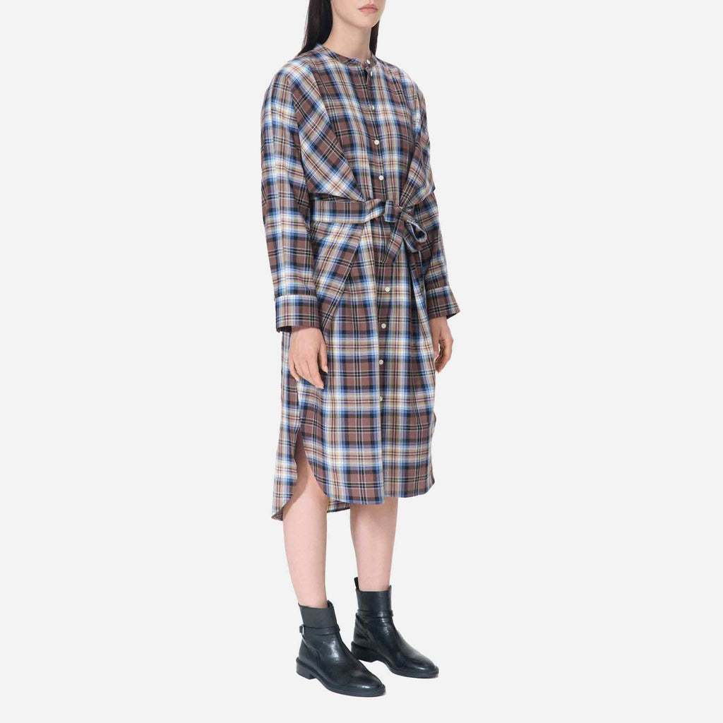 Jakar Dress Camel Blue Tartan