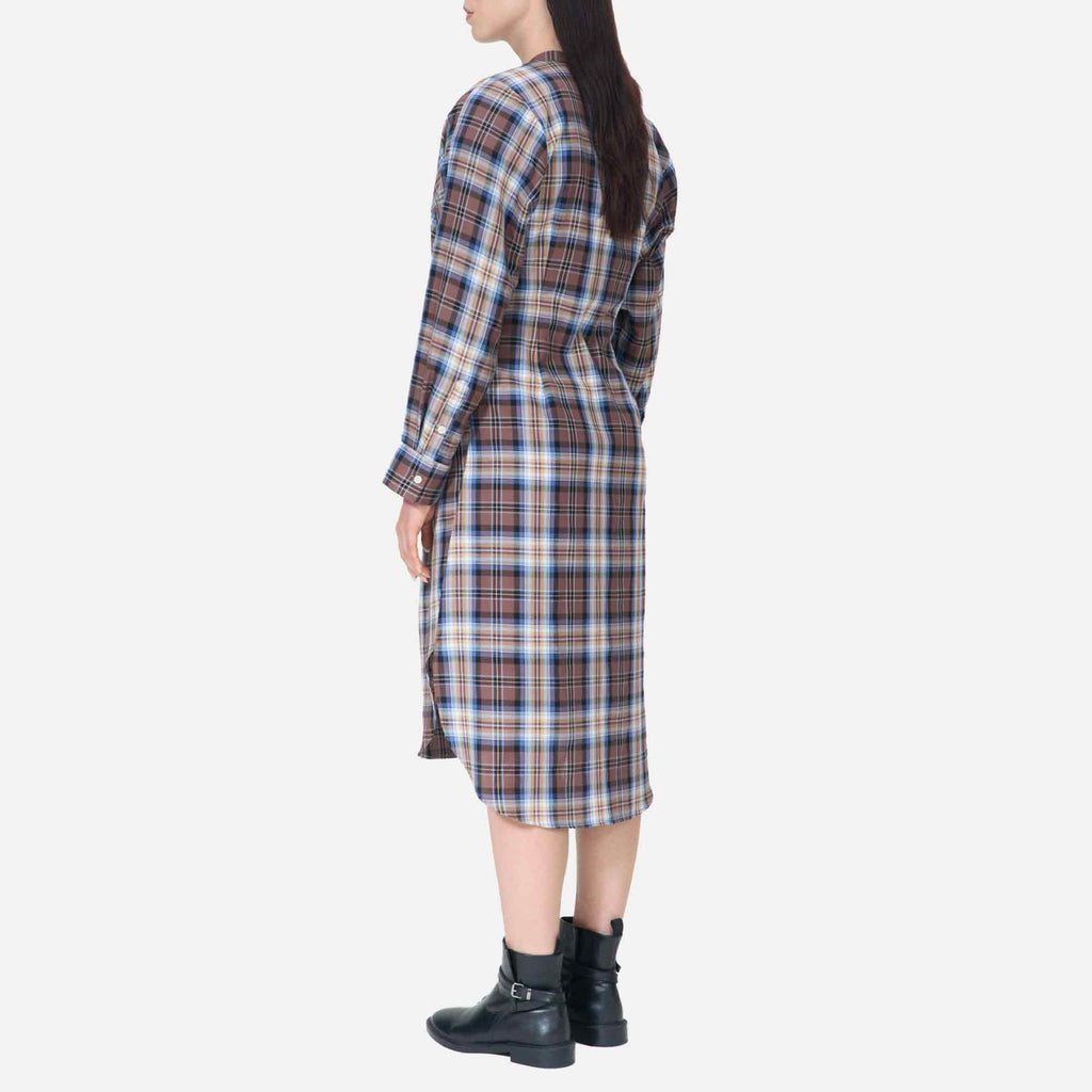 Jakar Dress Camel Blue Tartan