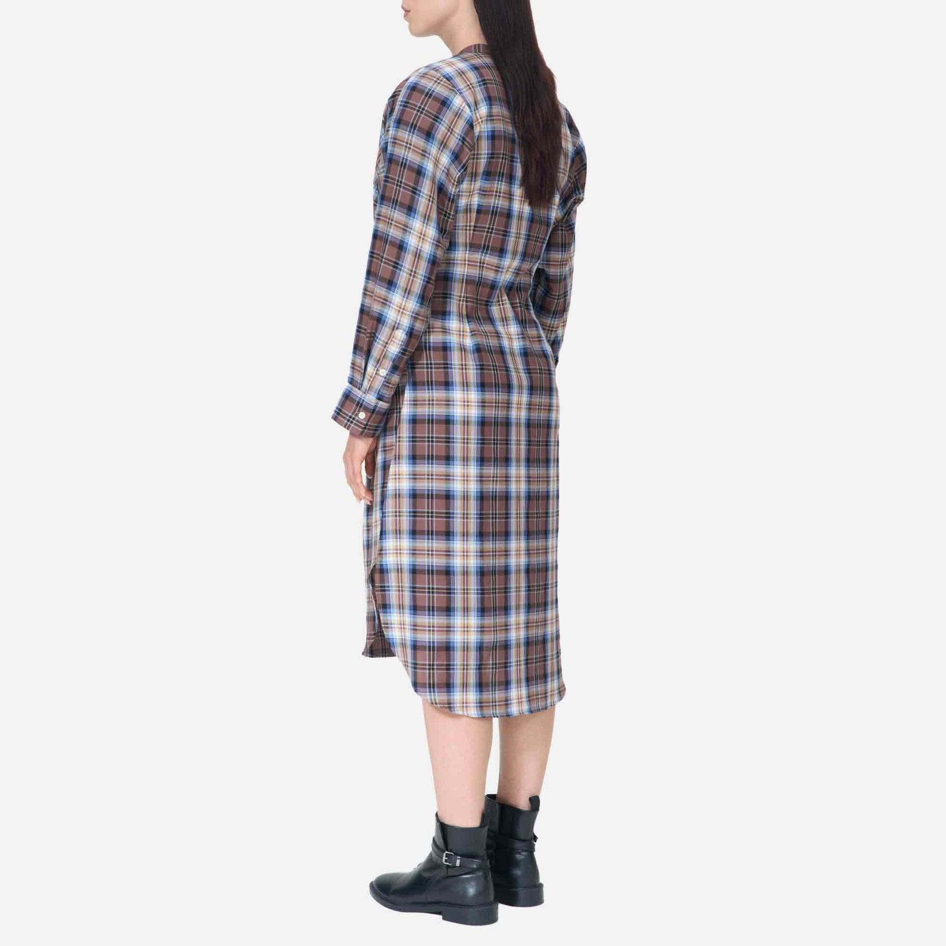 Jakar Dress Camel Blue Tartan