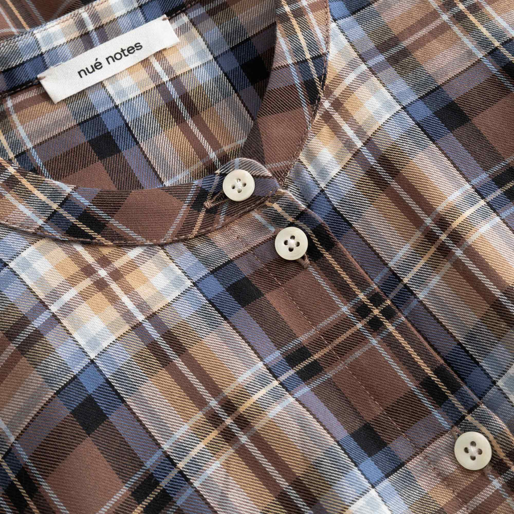 Jakar Dress Camel Blue Tartan