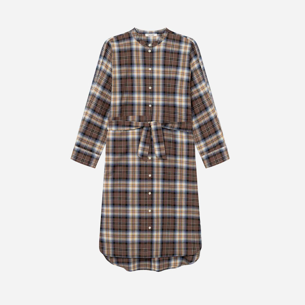 Jakar Dress Camel Blue Tartan