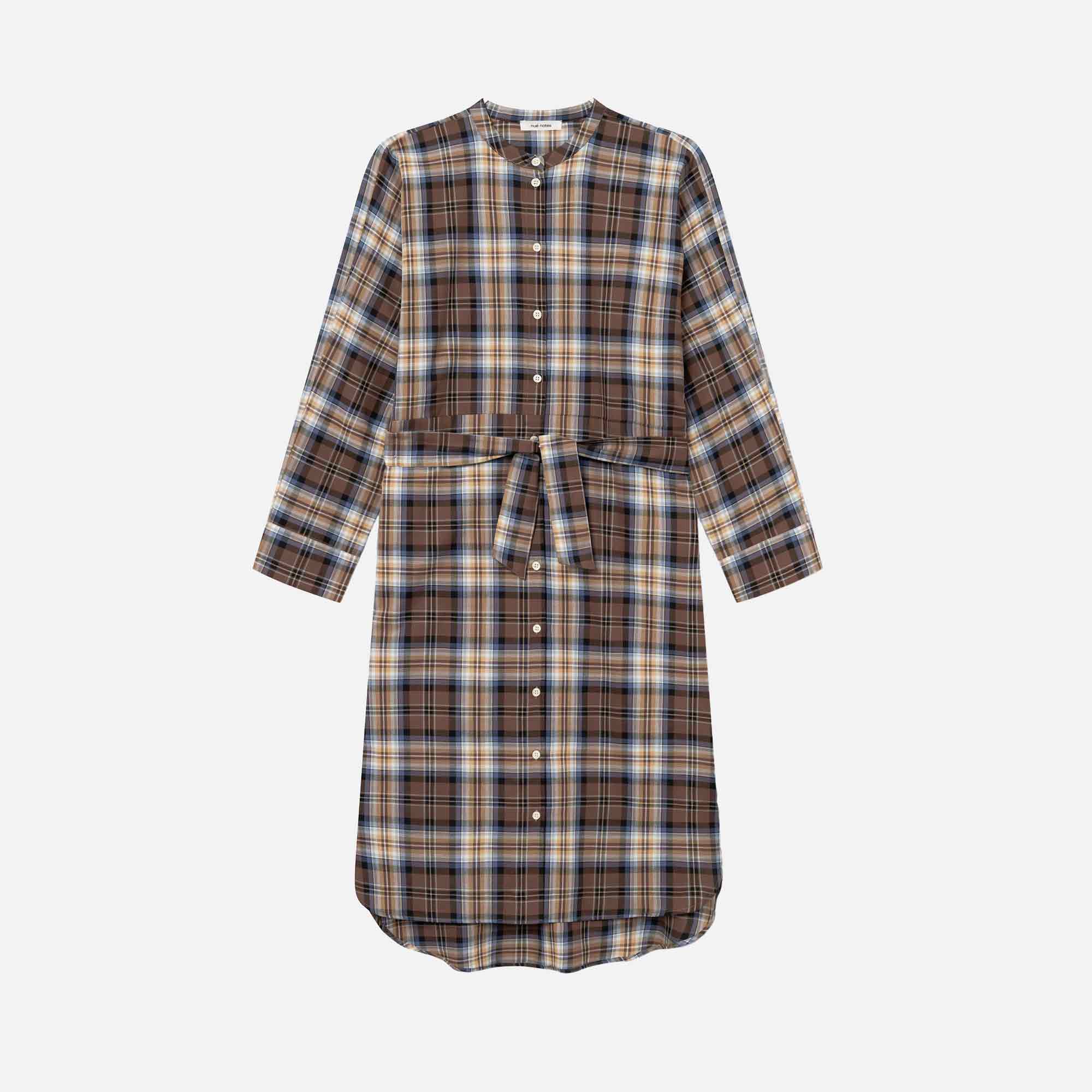 Jakar Dress Camel Blue Tartan