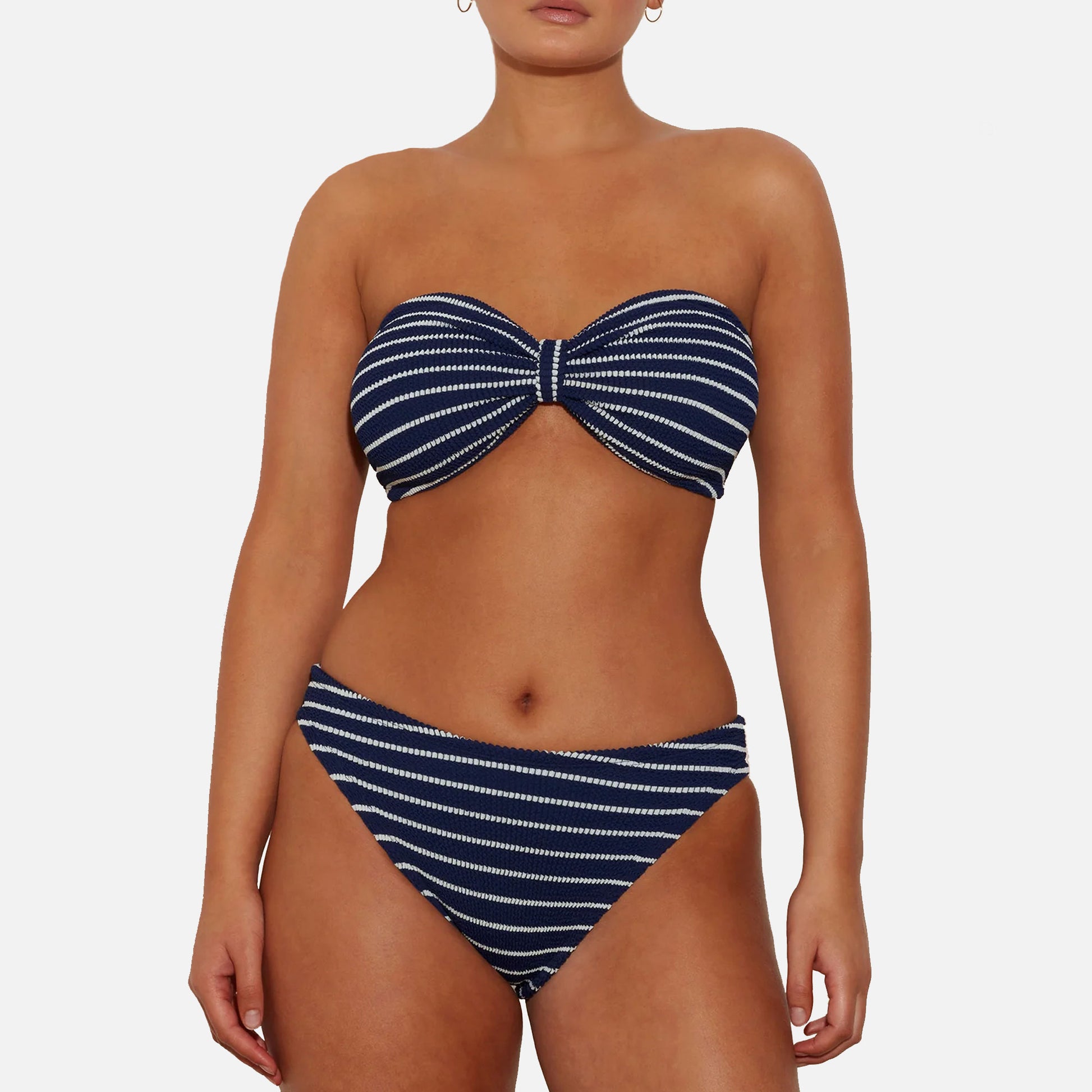 Jean Bikini Crinkle Stripe Navy/White
