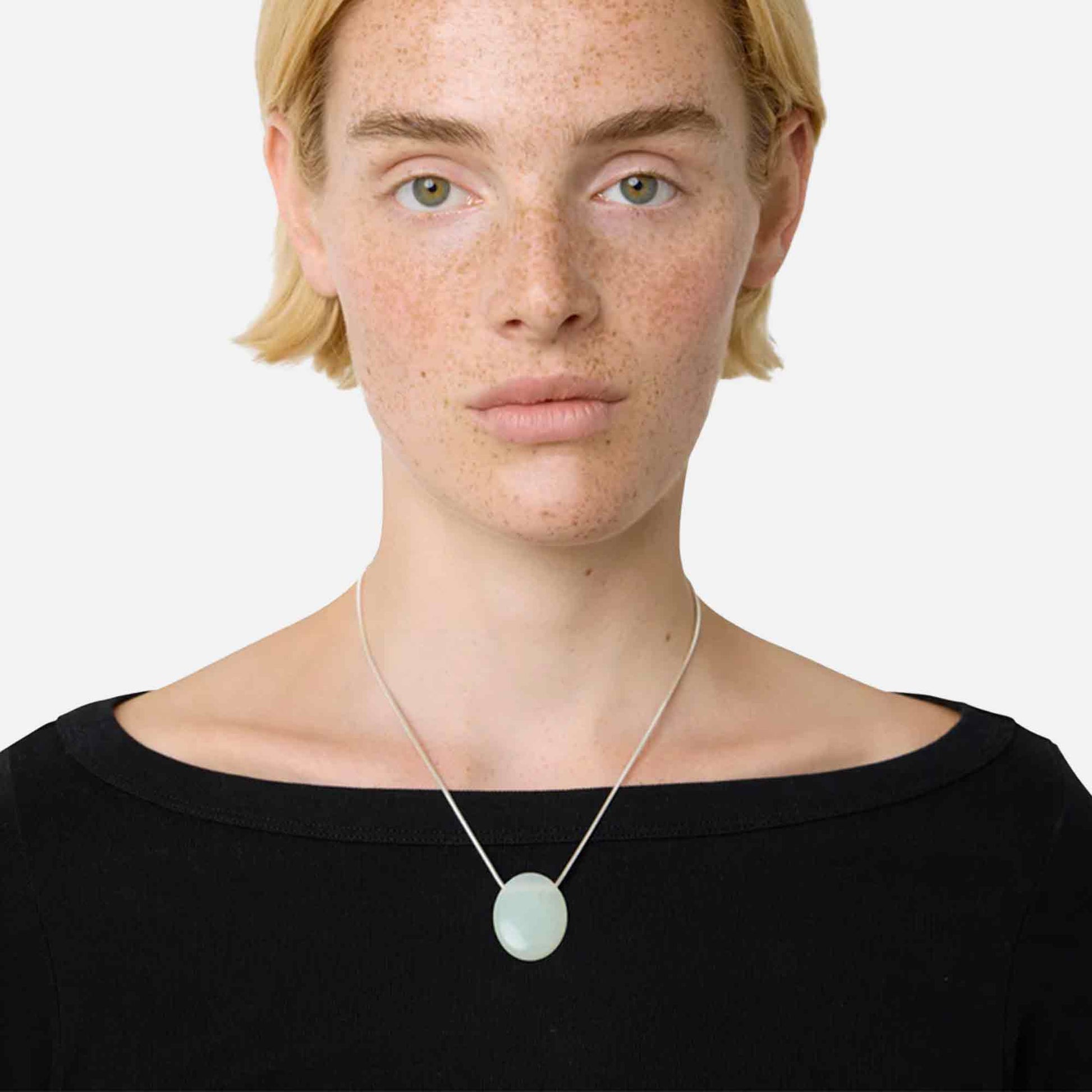 The Julia Necklace Silver/Green Serpentine