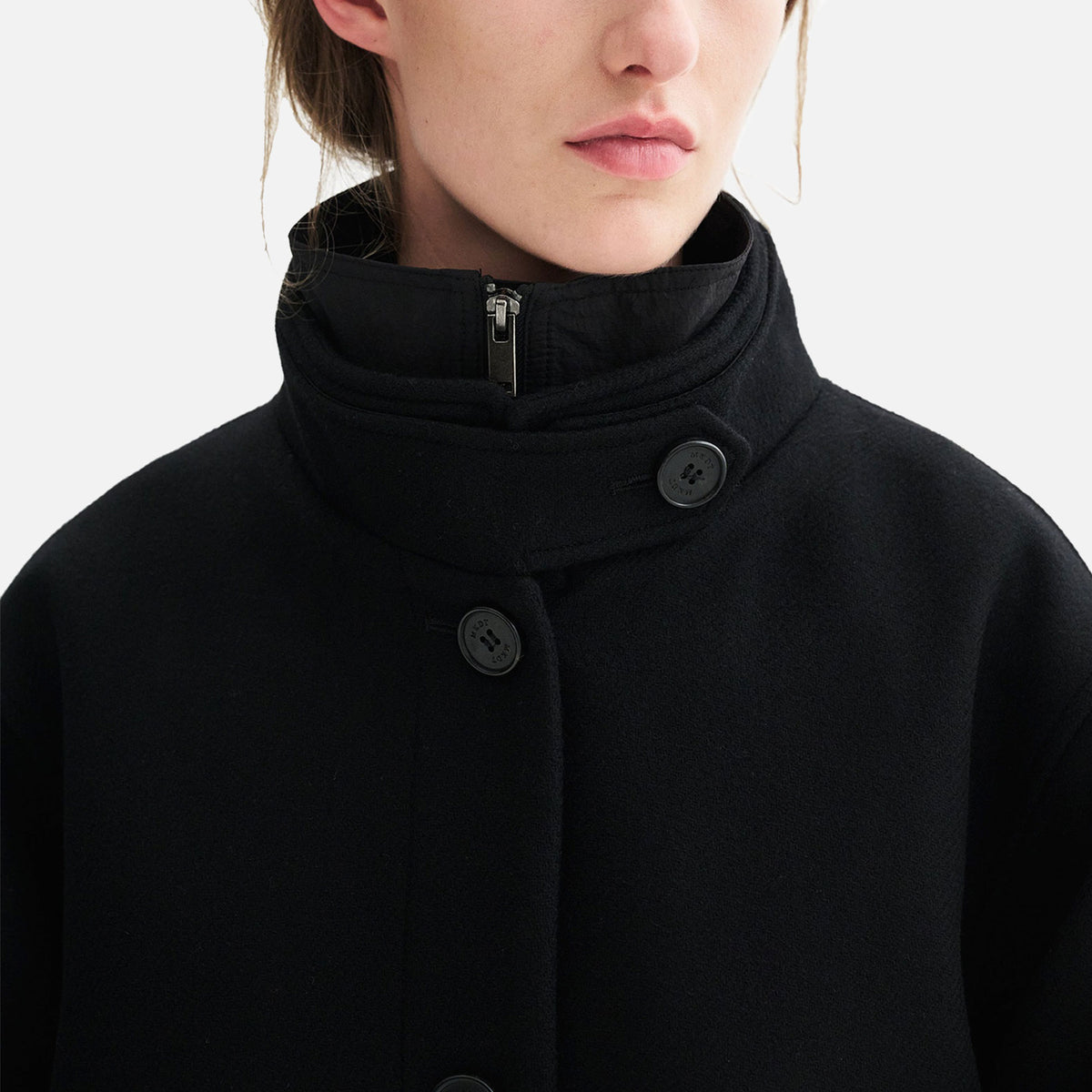 Julia Two Layered Wool Coat Black