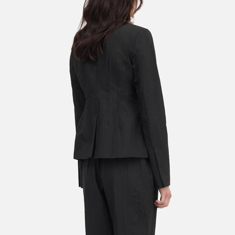 Julienne Crinkle Tech Blouse Black