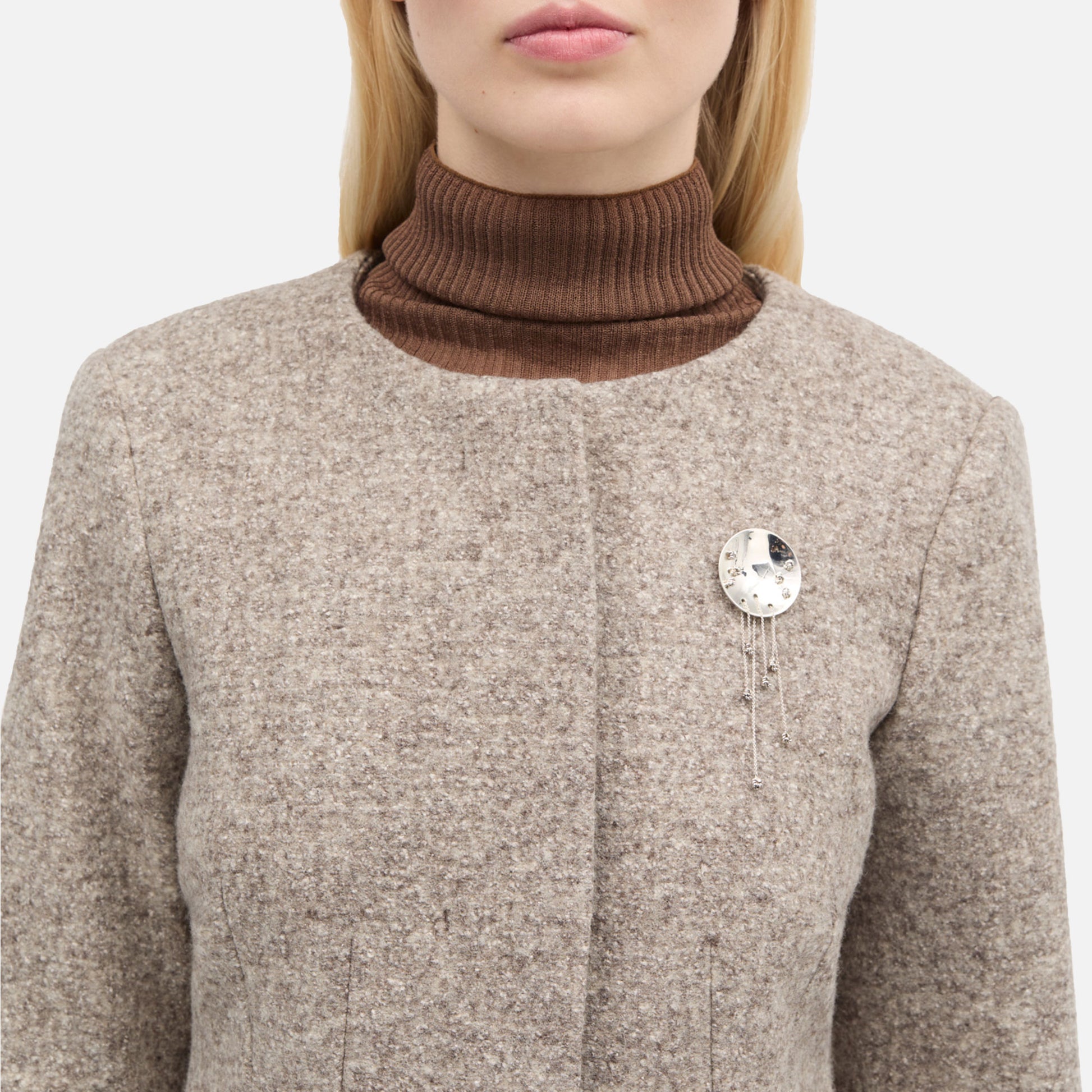 Julienne Knitted Wool Jacket Melange Mink