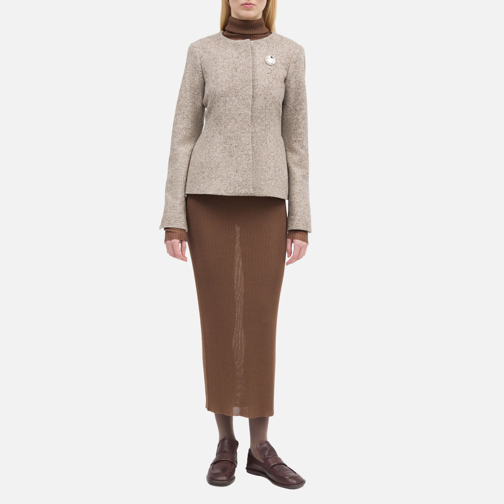 Julienne Knitted Wool Jacket Melange Mink