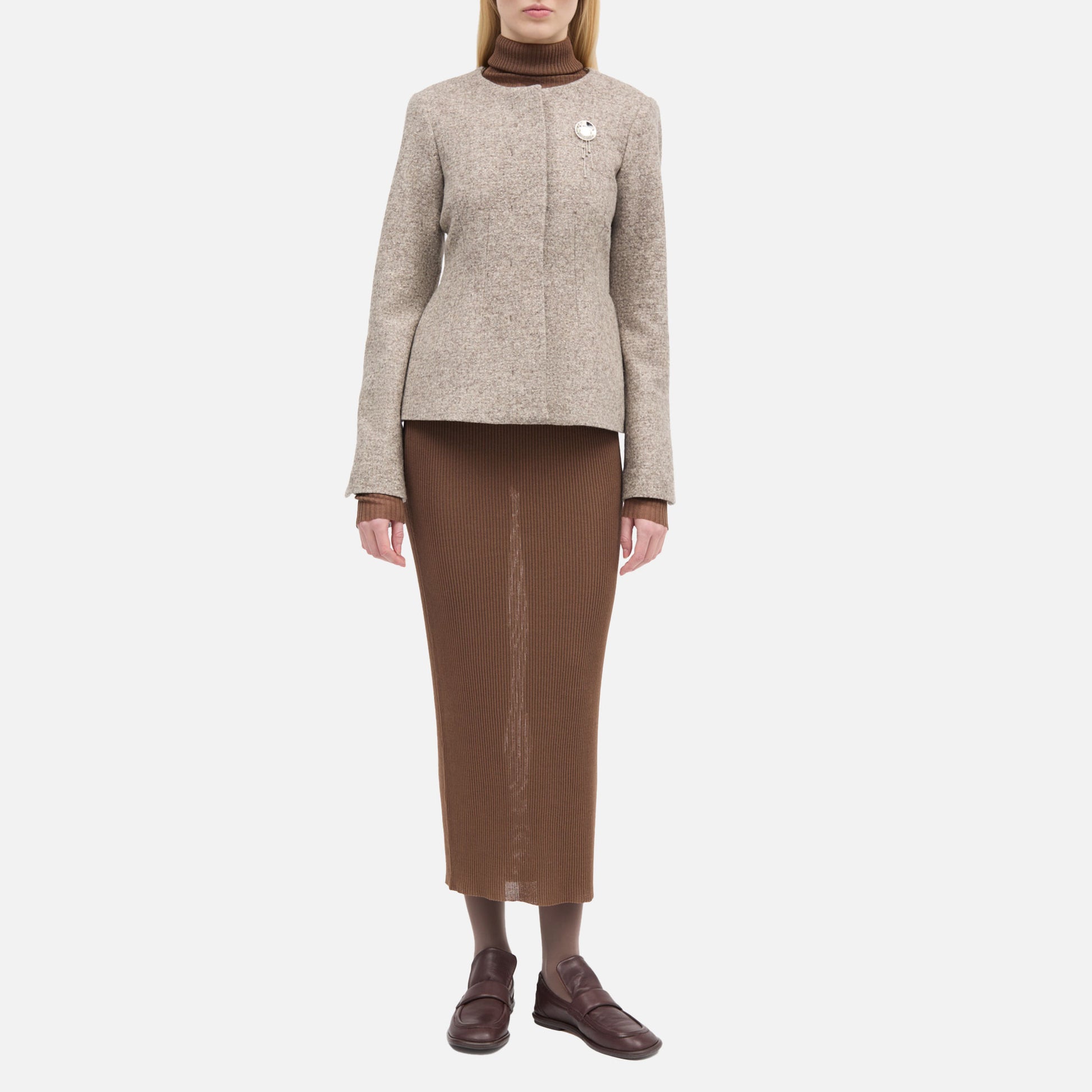 Julienne Knitted Wool Jacket Melange Mink