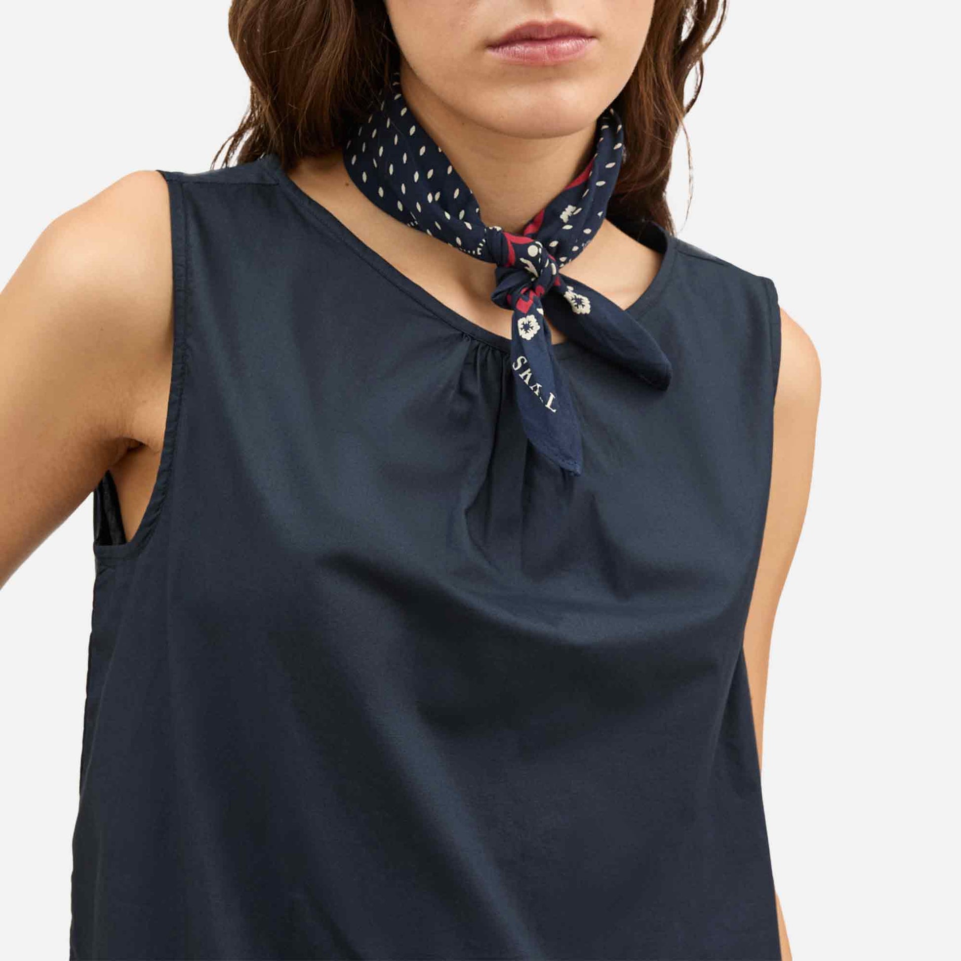 Juniper Scarf Navy/Red/Ecru