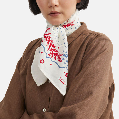 Juniper Big Scarf Cream/Blue/Red