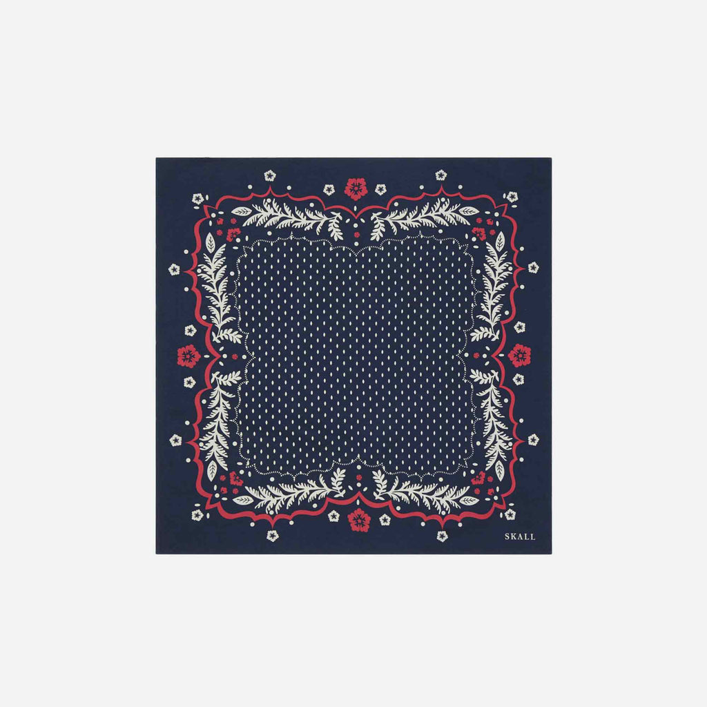 Juniper Scarf Navy/Red/Ecru