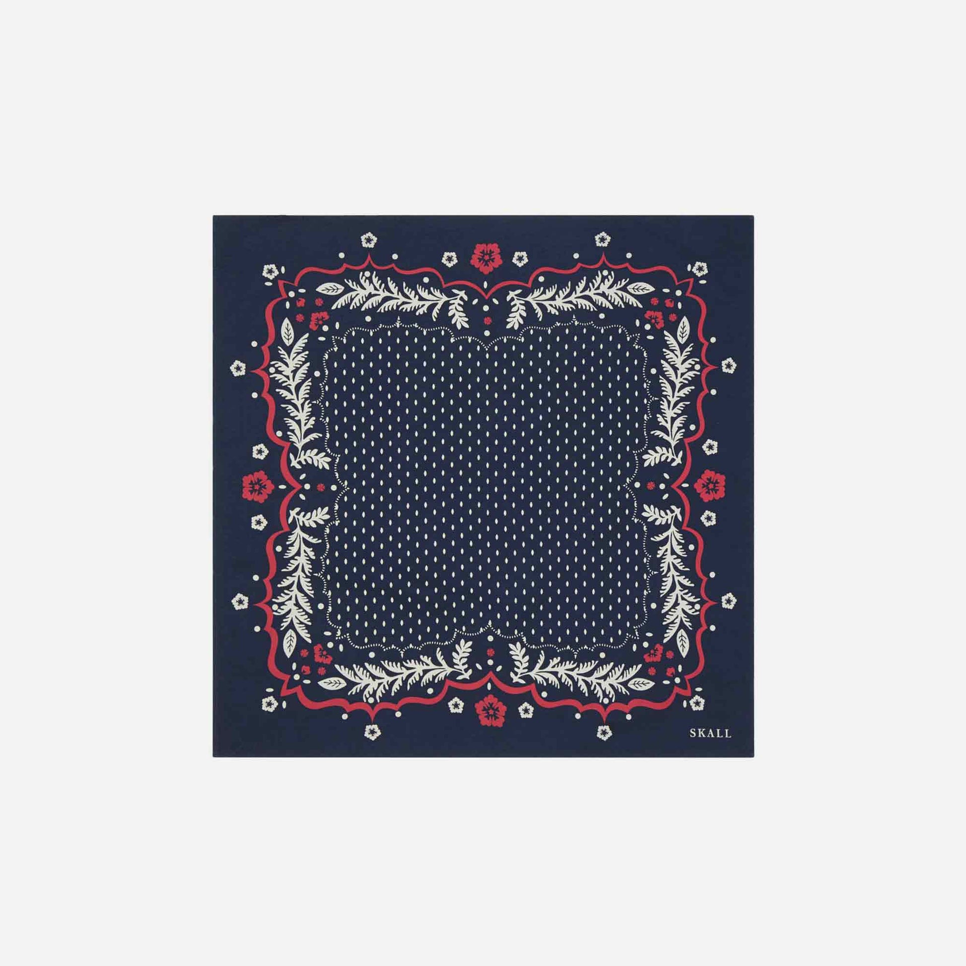 Juniper Scarf Navy/Red/Ecru