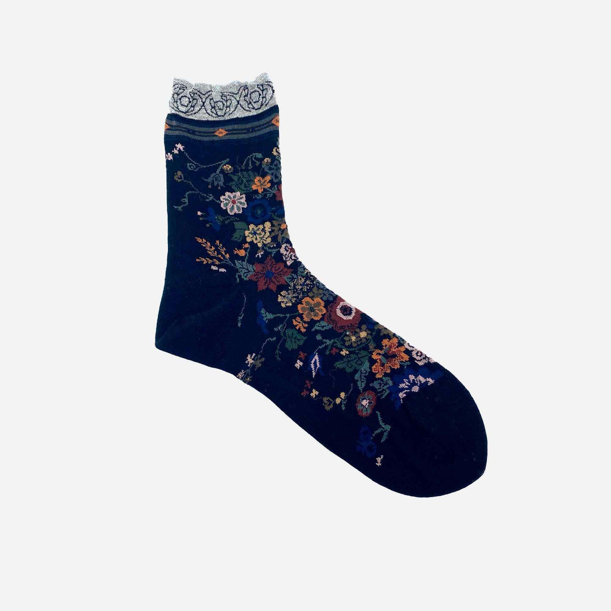 Happy Flower Socks Black