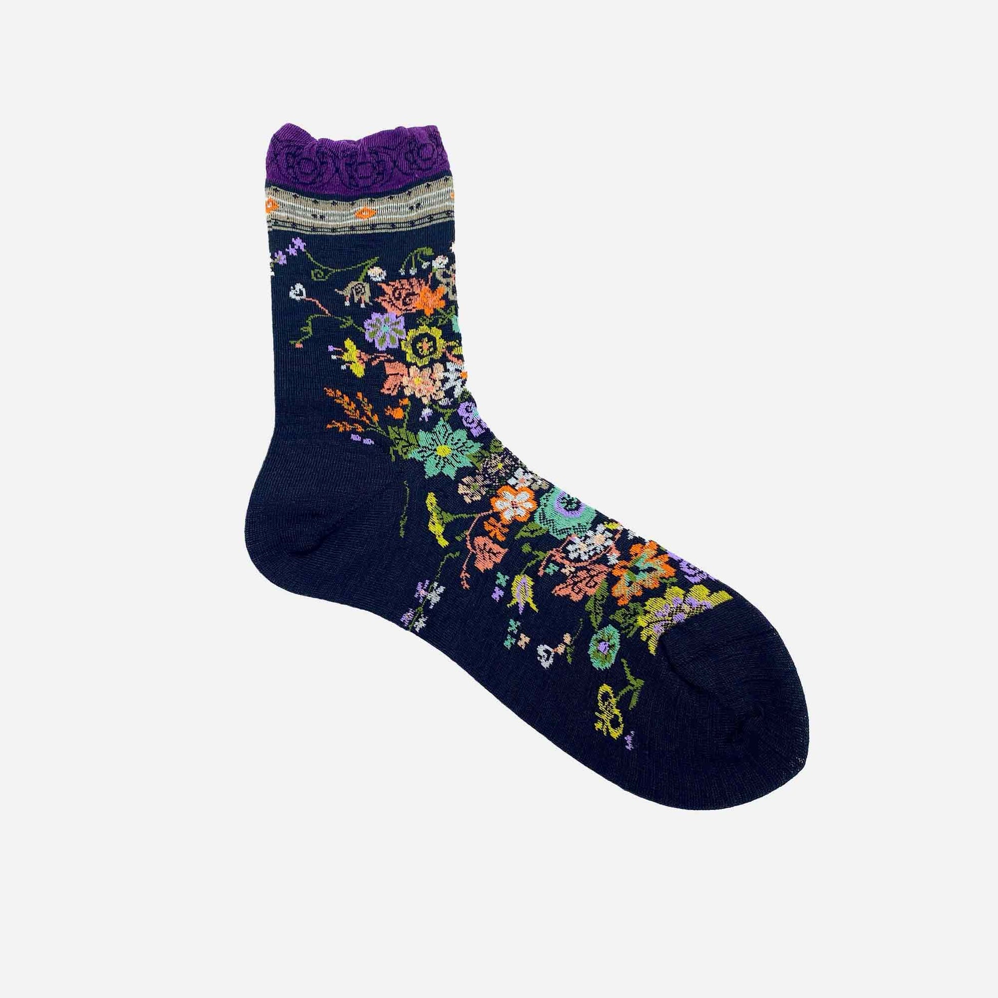 Happy Flower Socks Brown