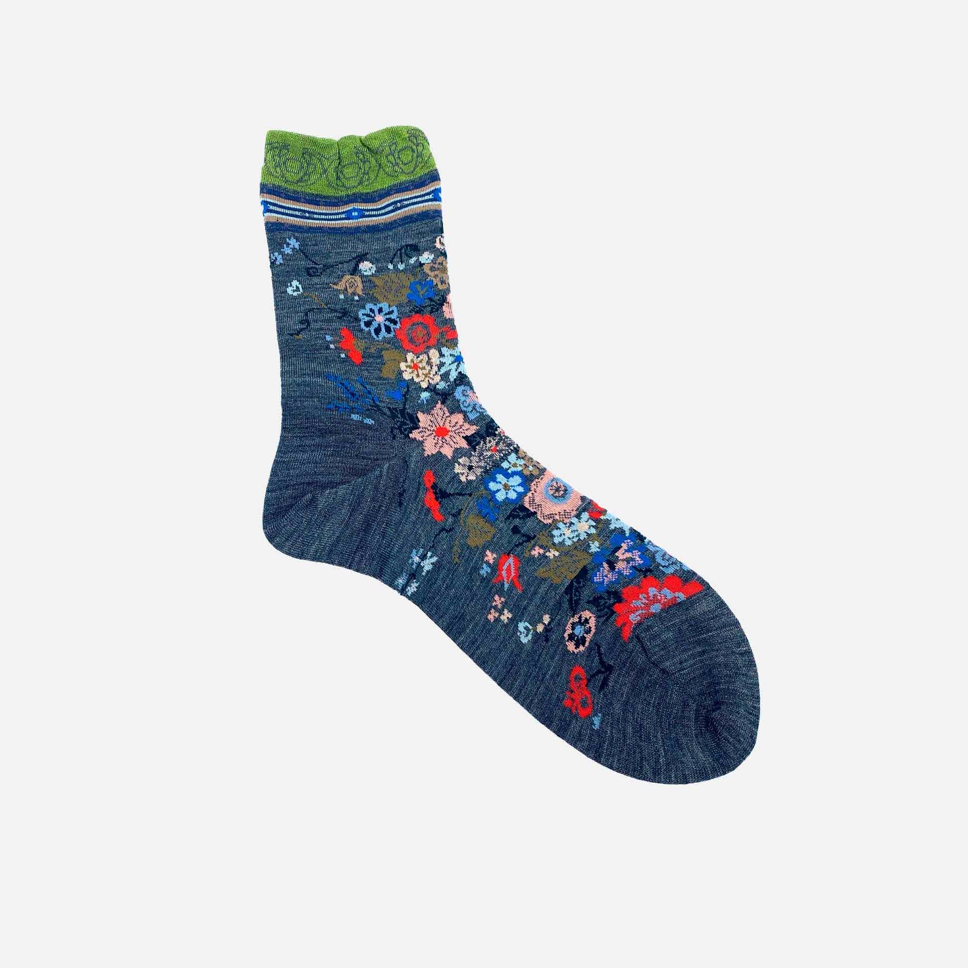 Happy Flower Socks Grey