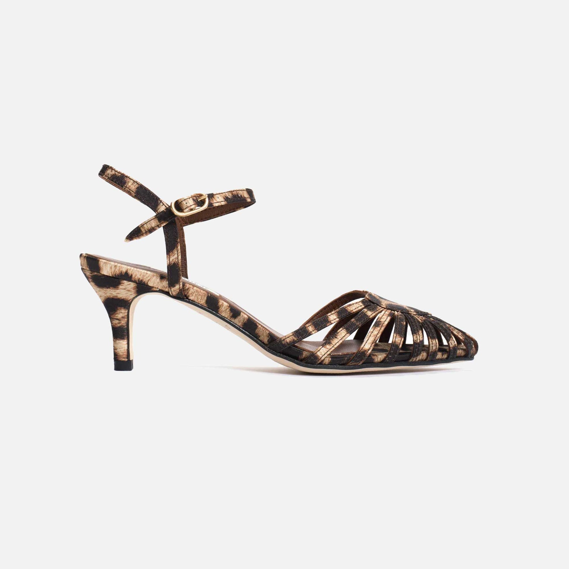 Keesha 55 Satin Print Leopard Sandals