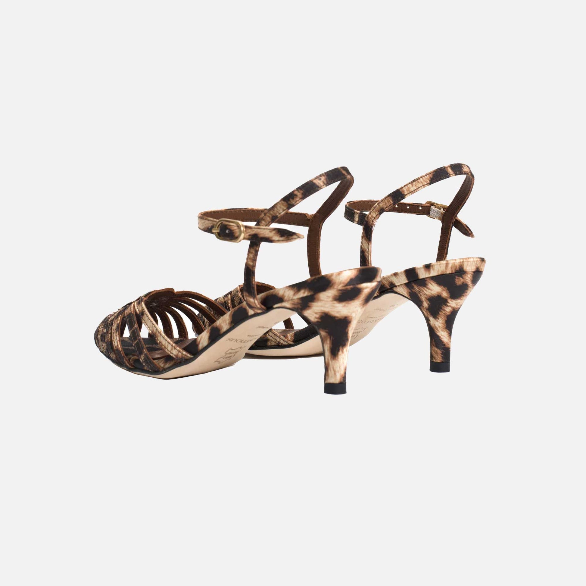 Keesha 55 Satin Print Leopard Sandals