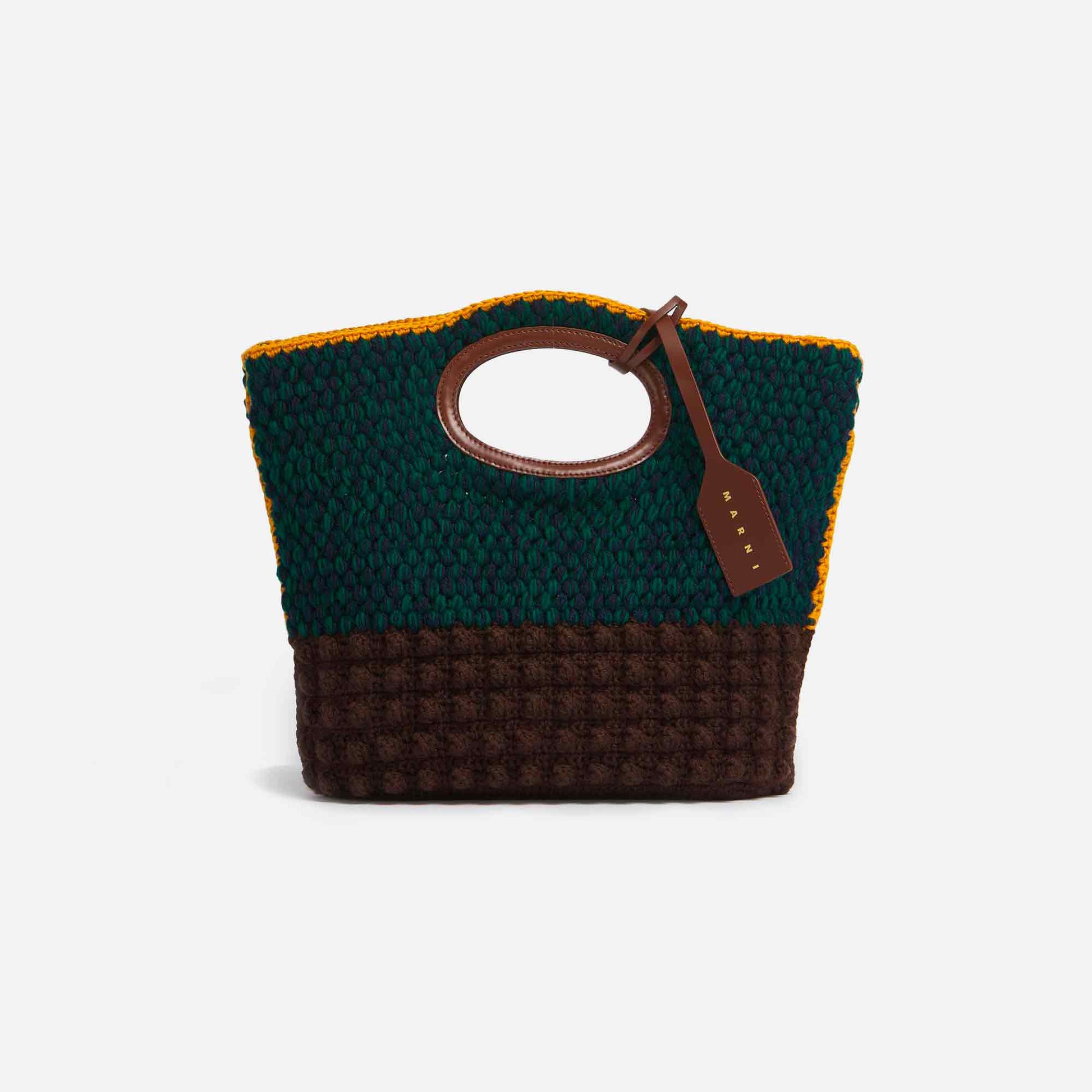 Knitted Clutch Brown/Dark Green/Mustrad