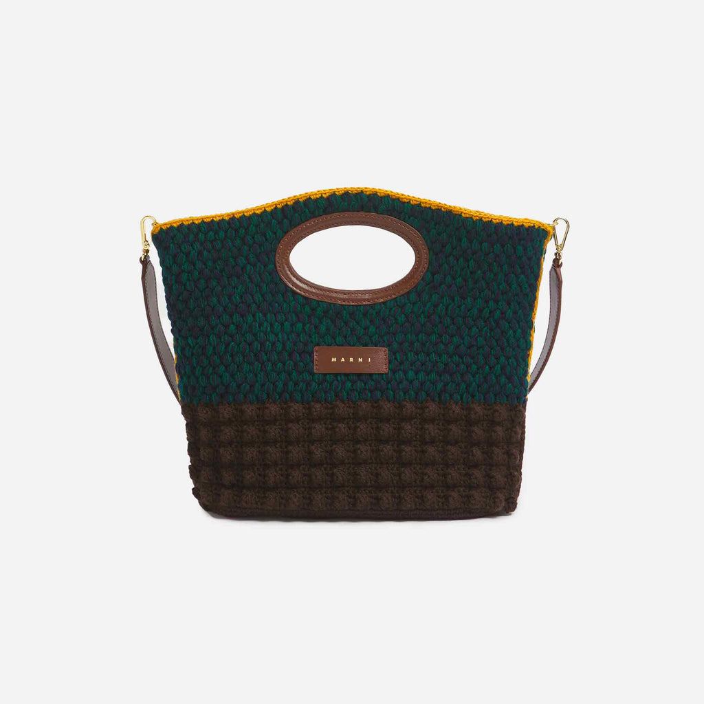Knitted Clutch Brown/Dark Green/Mustrad