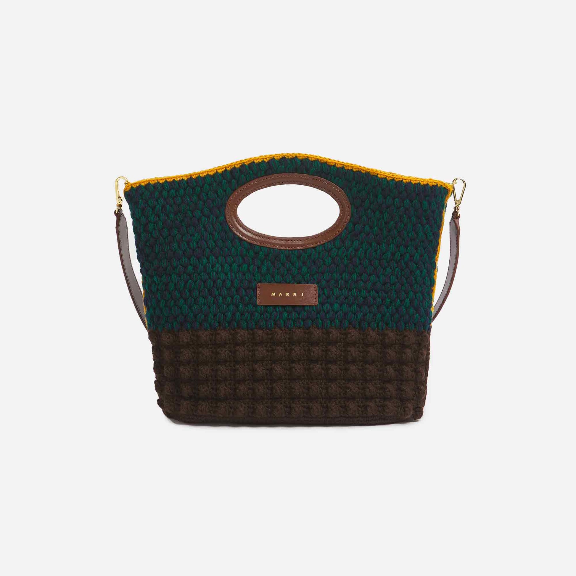 Knitted Clutch Brown/Dark Green/Mustrad